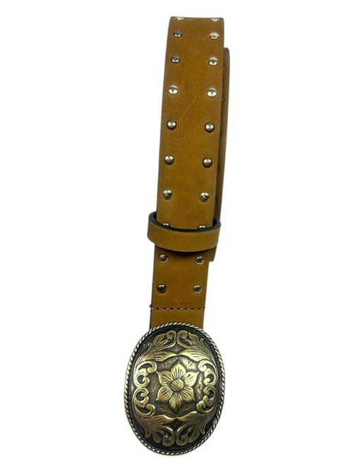 cintura donna cammello con fibbia tonda BaxLab Milano | M72OV-106